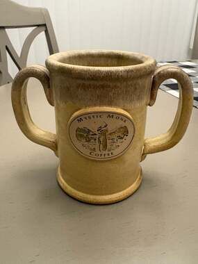 Sunset Hill Stoneware Mystic Monk Coffee Double Handled Mug